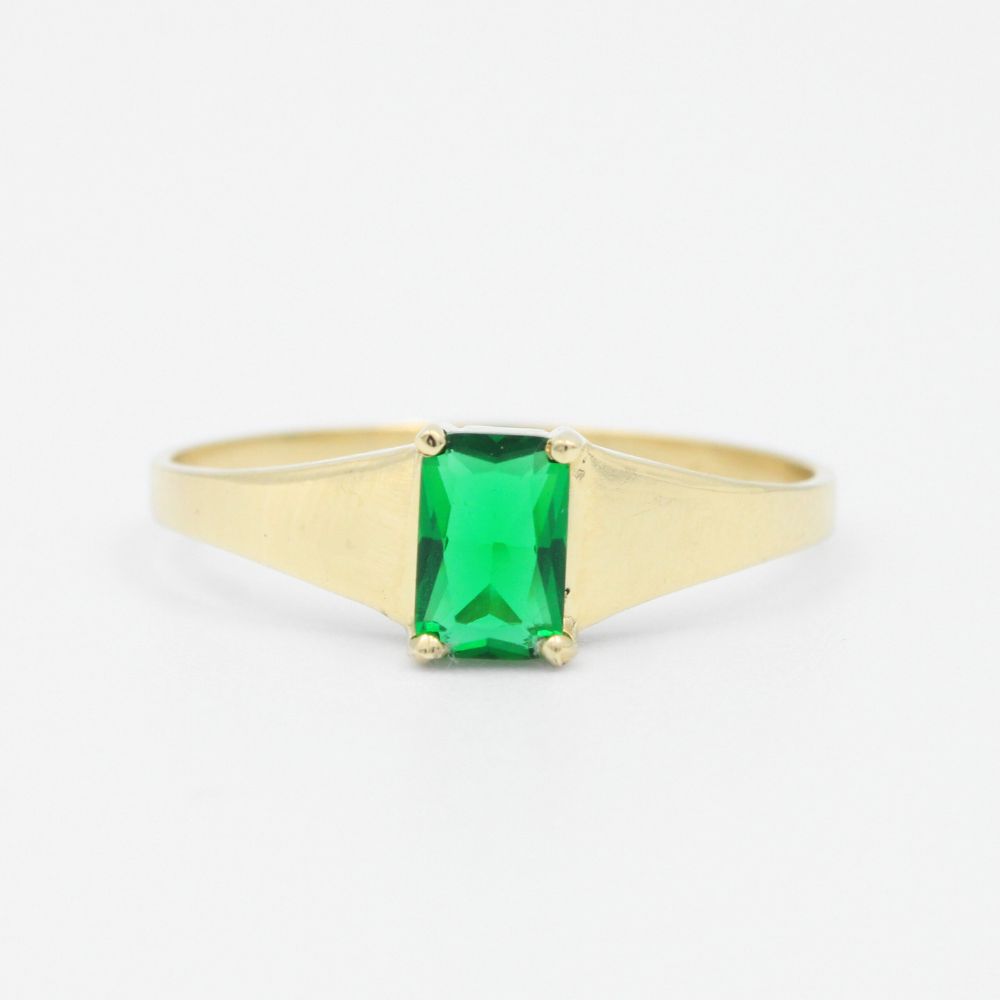 Anillo de Oro 14k con Zirconia Color Verde Esmeralda mod. 9184