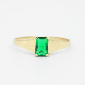 Anillo de Oro 14k con Zirconia Color Verde Esmeralda mod. 9184