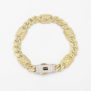 Pulsera Mónaco Chain 14k Modelo Classic Flex Shade Hueco con Broche Pavé mod. 8885