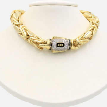 Cadena Monaco Chain 14k Modelo REY Round Hueco con Broche Plain Pavé mod. 9021