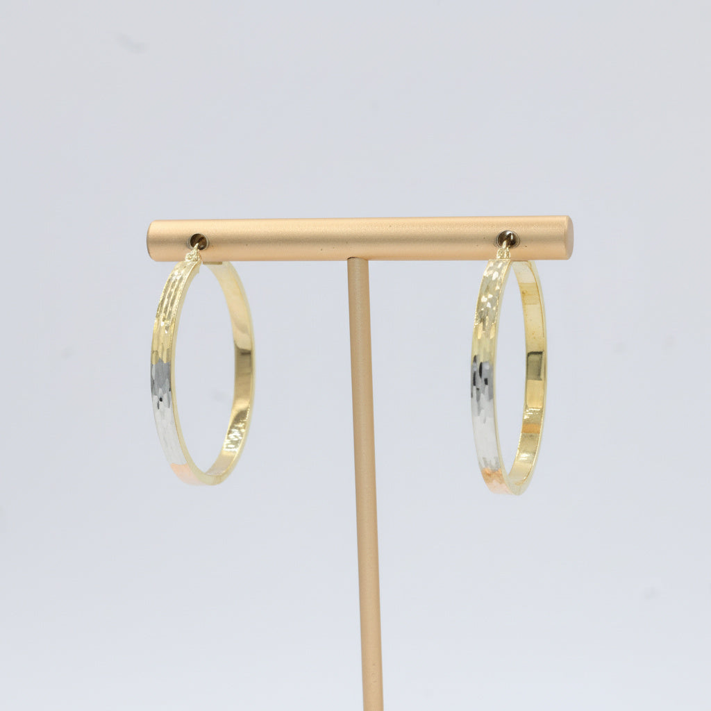 Arracada de Oro 14k Hueco de forma Circular Hueco con Diamantado Especial mod. 10030