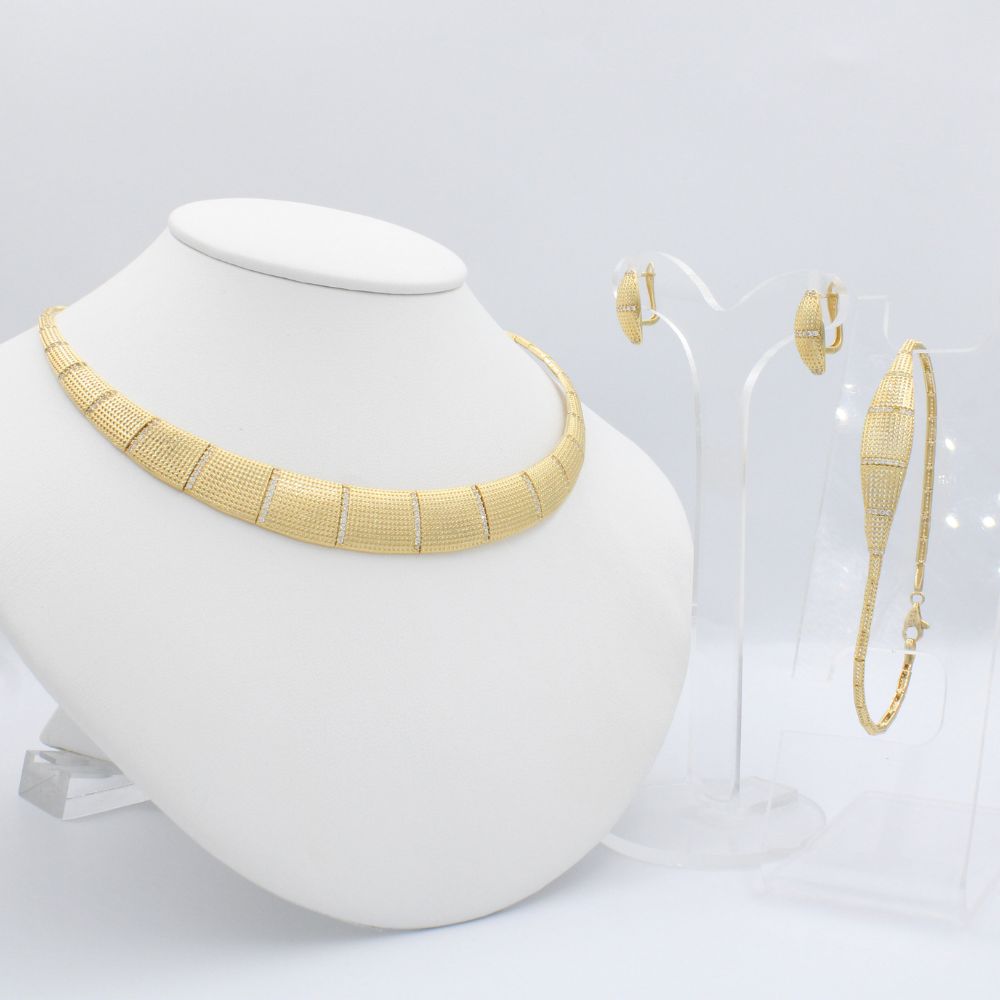 Coordinado de Oro 14k Diseño Serpiente con Incrustación de Zirconias Finas mod. 9931