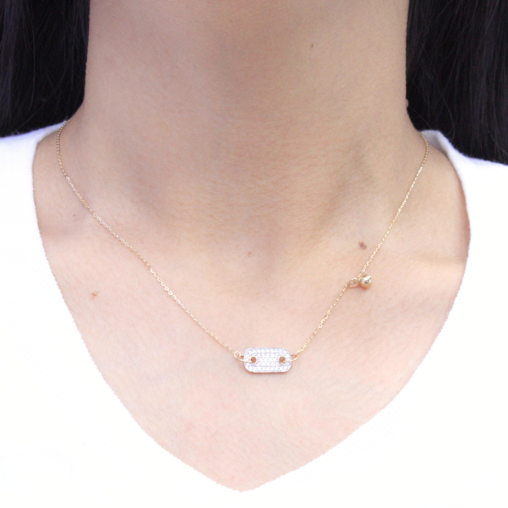 Gargantilla con Esfera y Placa de Zirconias mod. 6584