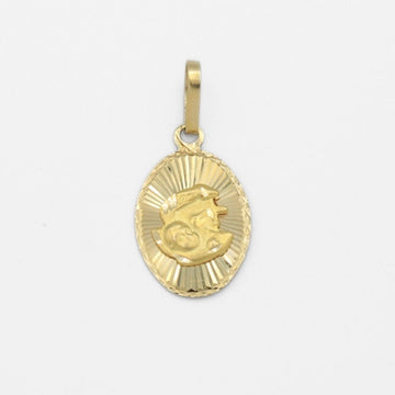 Medalla de Oro 14k para Bautizo con Figura de Bebé en Relieve y Borde Oval mod. 9897