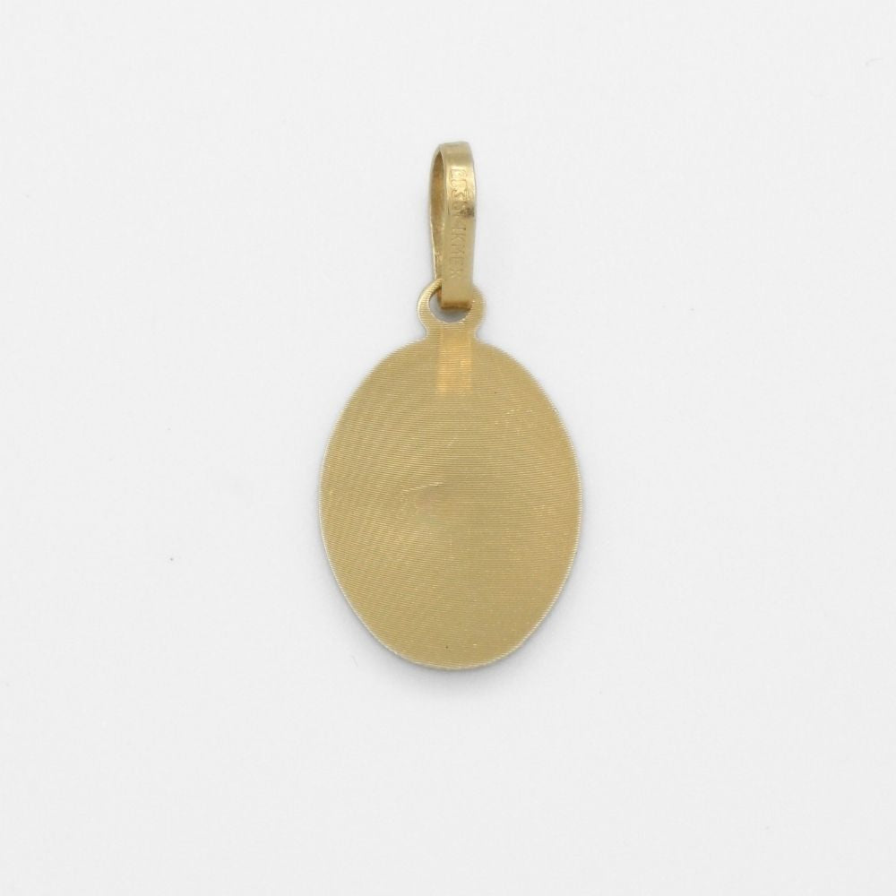 Medalla de Oro 14k para Bautizo con Figura de Bebé en Relieve y Borde Oval mod. 9897