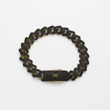 Pulsera Mónaco Chain 14k Modelo Edge Hueco de Broche Pavé con Incrustación de Swarovski Obscuro mod. 9928