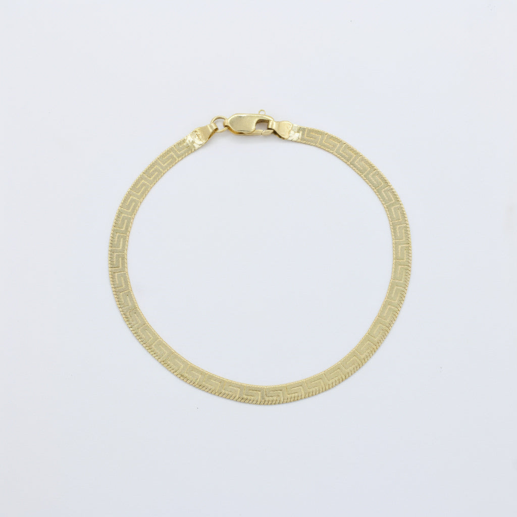 Pulsera de Oro 14k Diseño Panza de Vívora Fino con Grecas mod. 10024