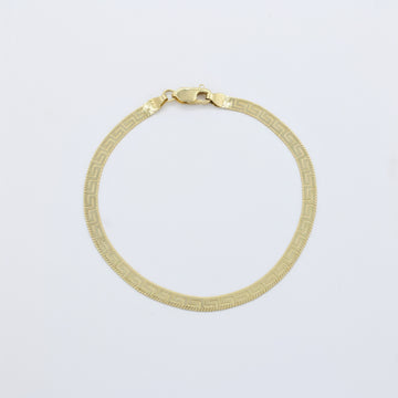 Pulsera de Oro 14k Diseño Panza de Vívora Fino con Grecas mod. 10024