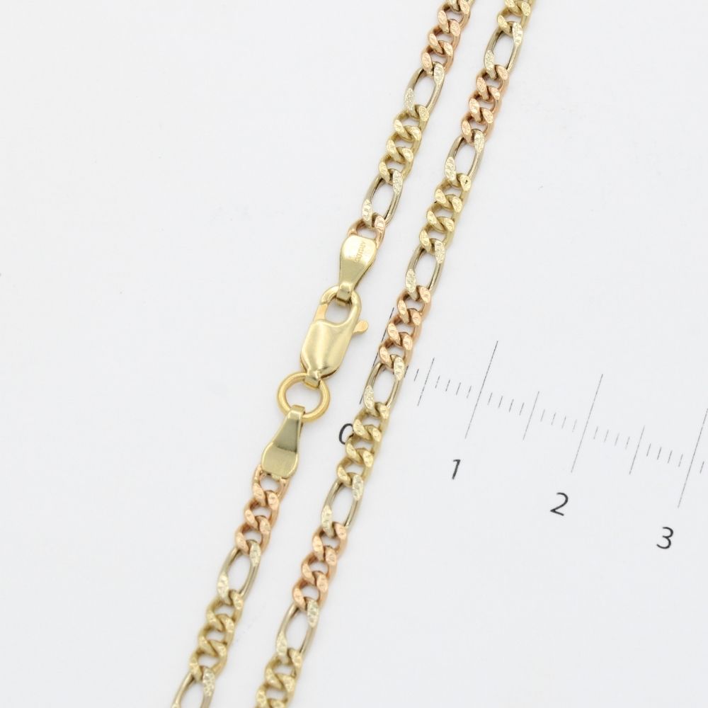 Cadena de Oro 14k Tejido 3x1 Hueca Diamantado mod. 9902