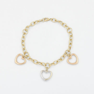 Pulsera de Oro 14k de Diseño Hueco con Corazones Brillantes mod. 8863