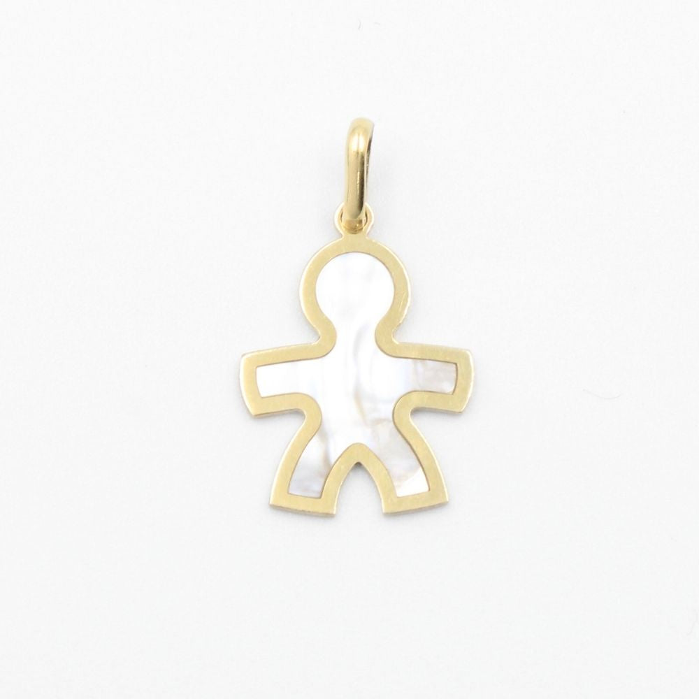 Dije de Oro 14k Figura de Niño Pequeño en Madre Perla mod. 9222