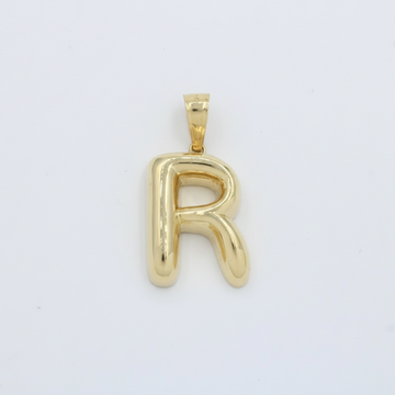 Dije de Oro 14k Modelo de Inicial R de Diseño Inflado y Brillante mod. 10091