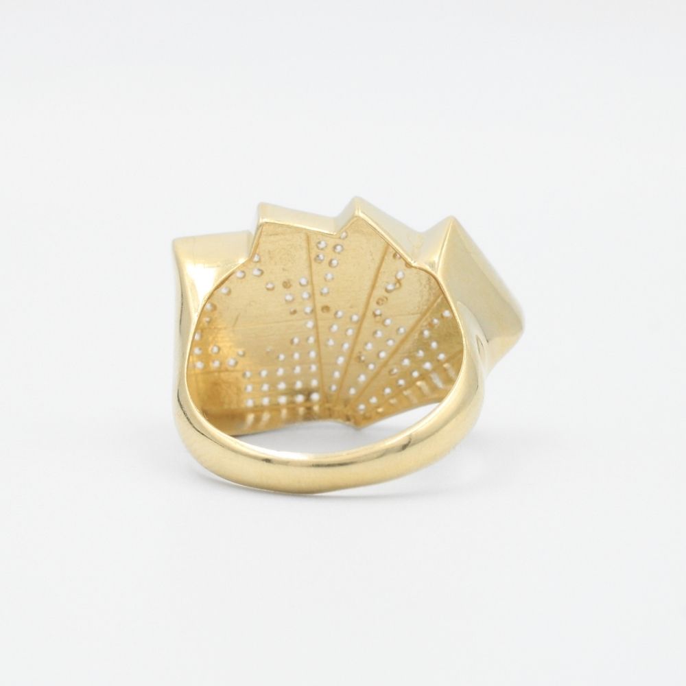 Anillo de Oro 14k Diseño Poker Incrustado con Zirconias mod. 9452