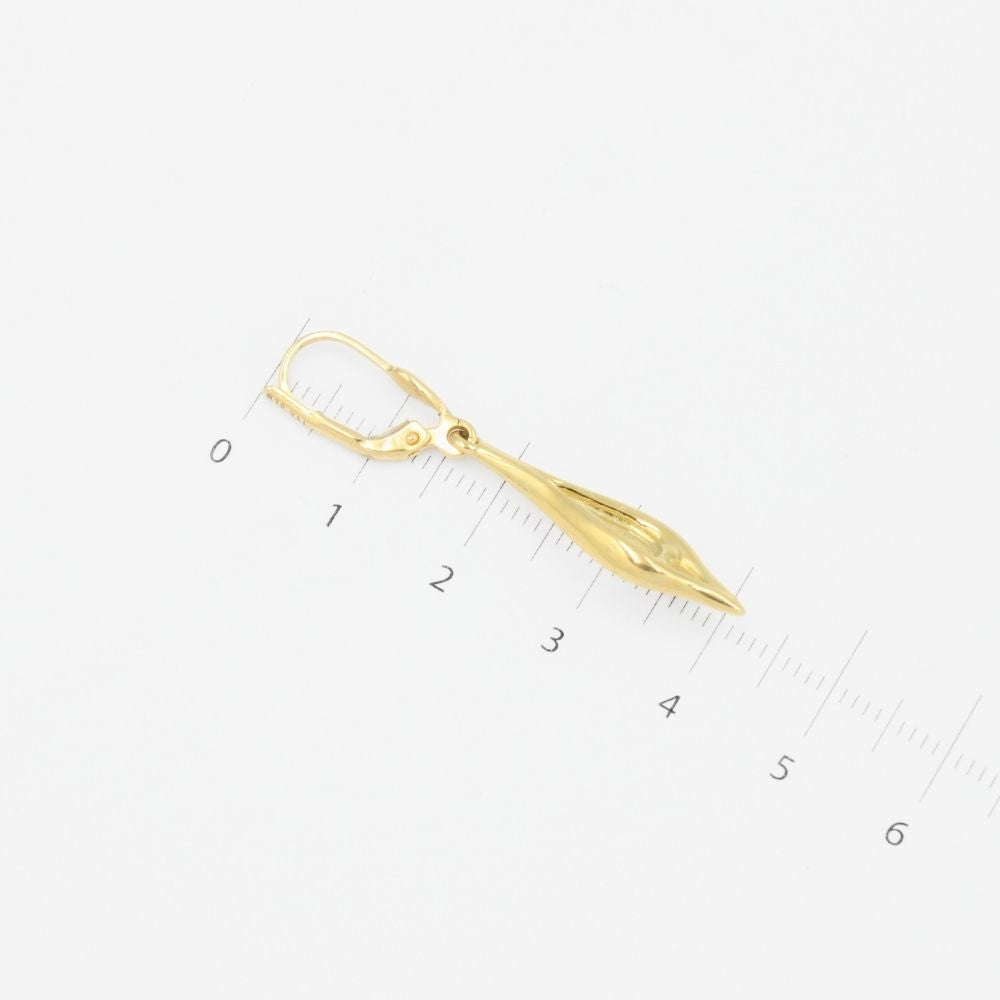 Arete Largo de Oro 14k en Diseño Inflado Hueco de Estilo Brillante mod. 5277
