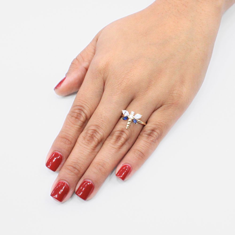 Anillo de Oro 14k con Diseño de Libélula mod. 9250
