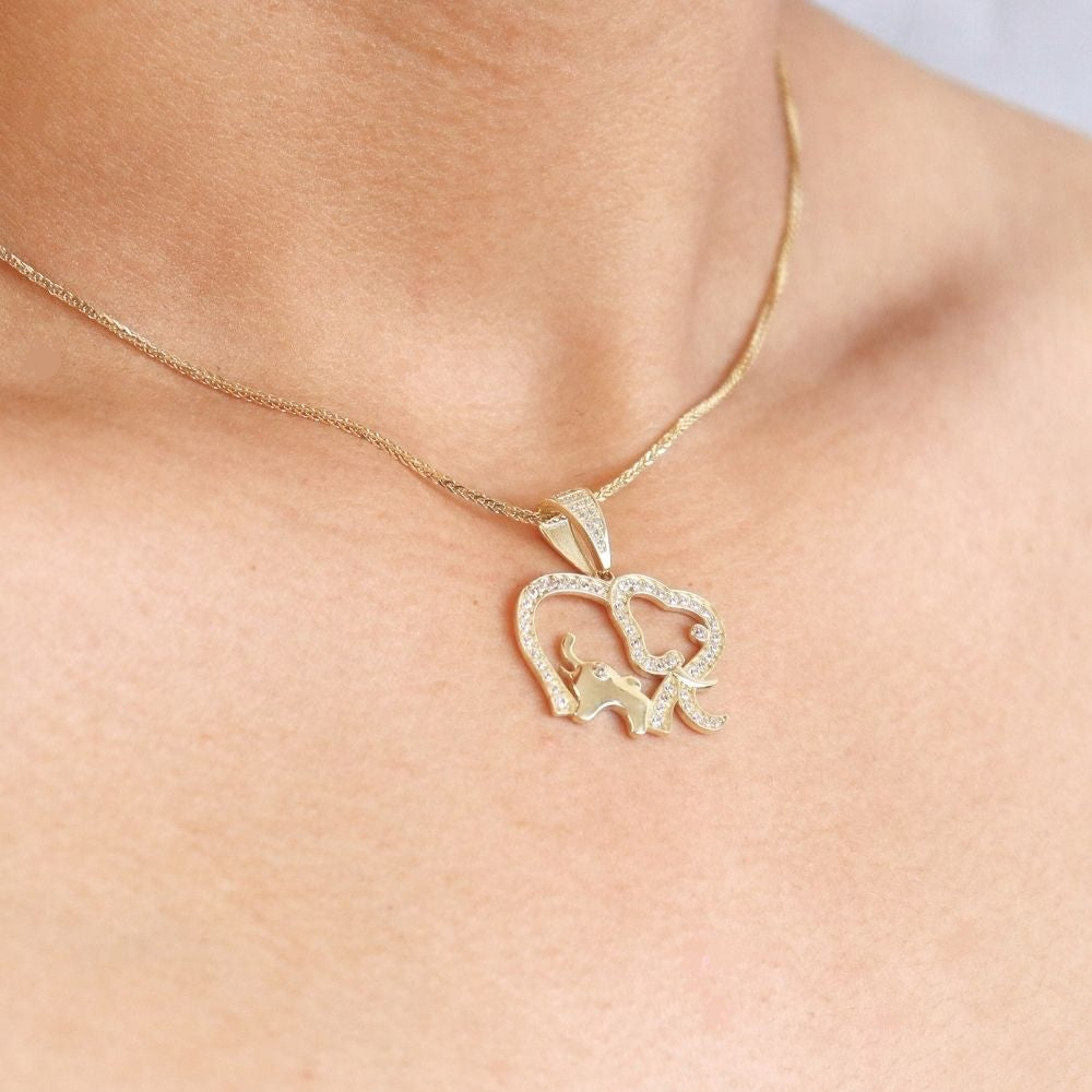 Dije de Oro 14k Elefante con Incrustación de Zirconias mod. 4649