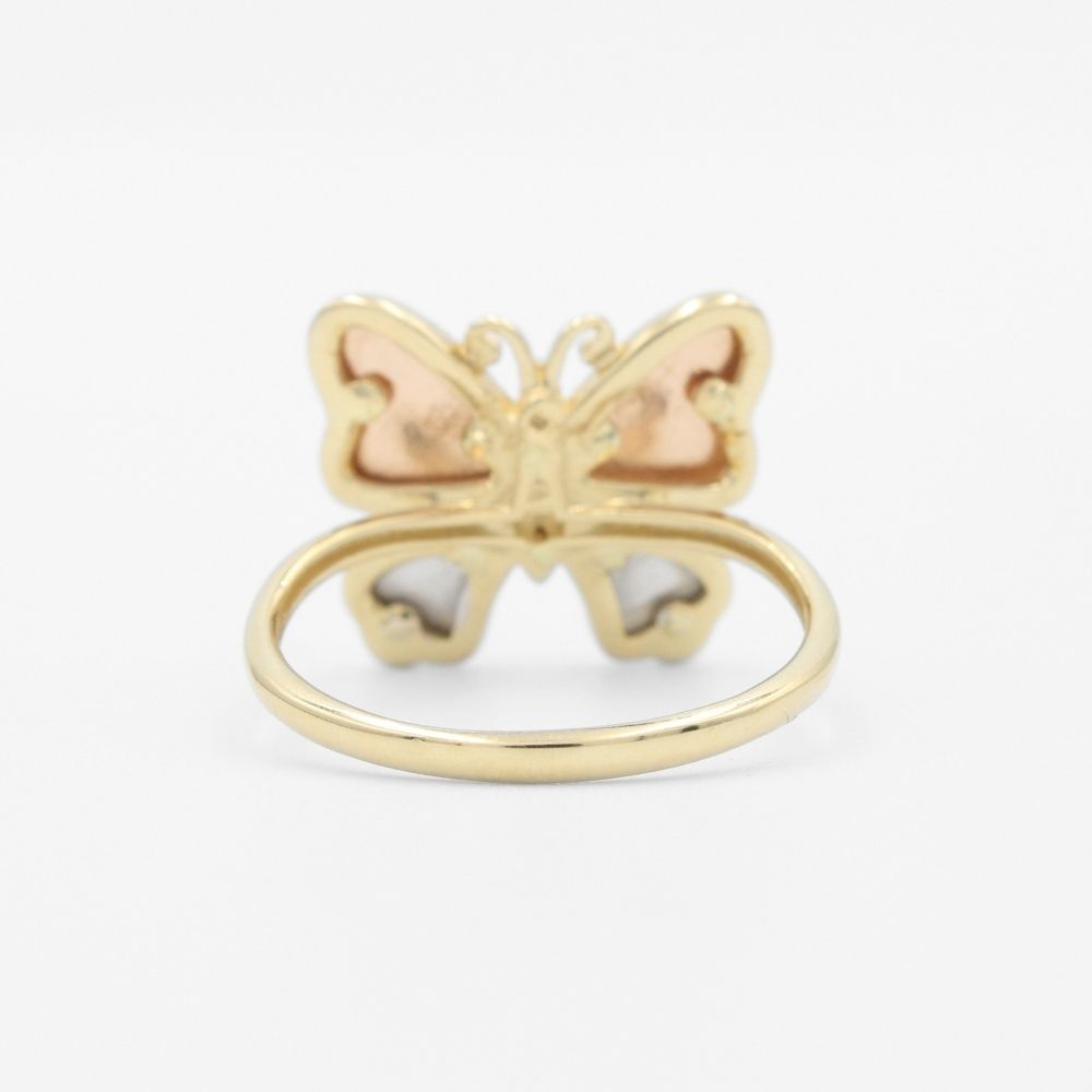 Anillo de Oro 14k Mariposa de Alas Diamantas e Incrustación de Zirconias mod. 9583