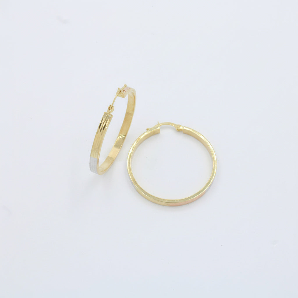 Arracada de Oro 14k Hueco de forma Circular Hueco con Diamantado Especial mod. 10030