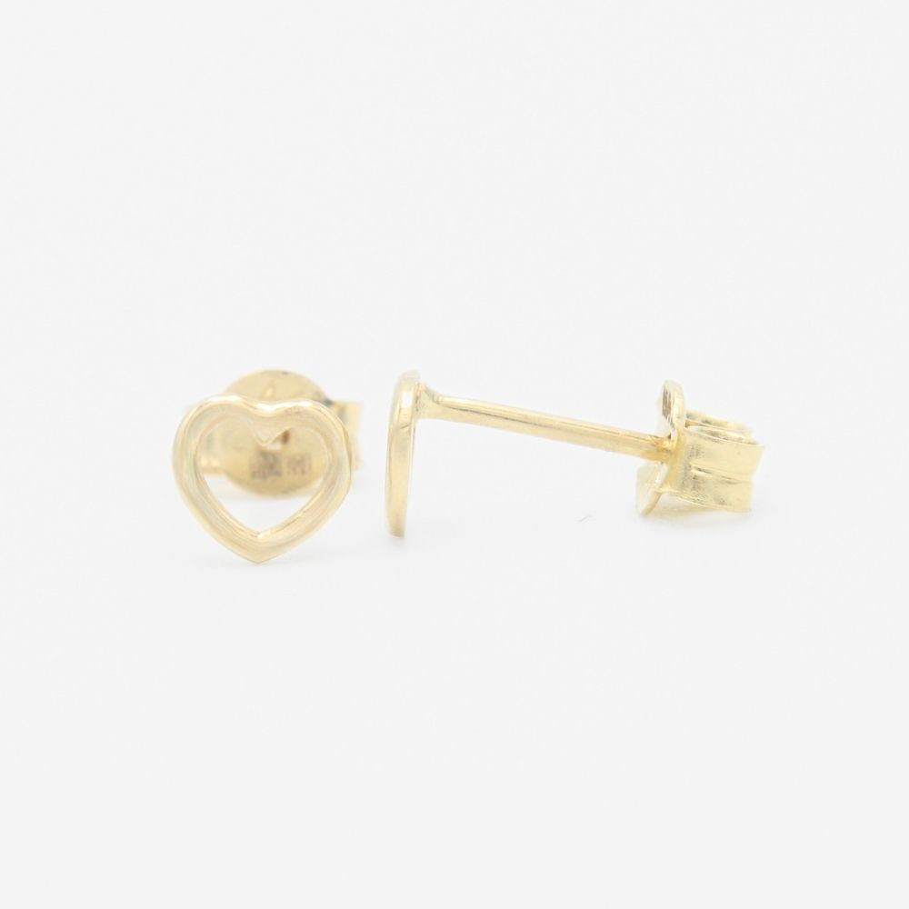 Arete de Oro 14k Corazón Chico Liso mod. 9353