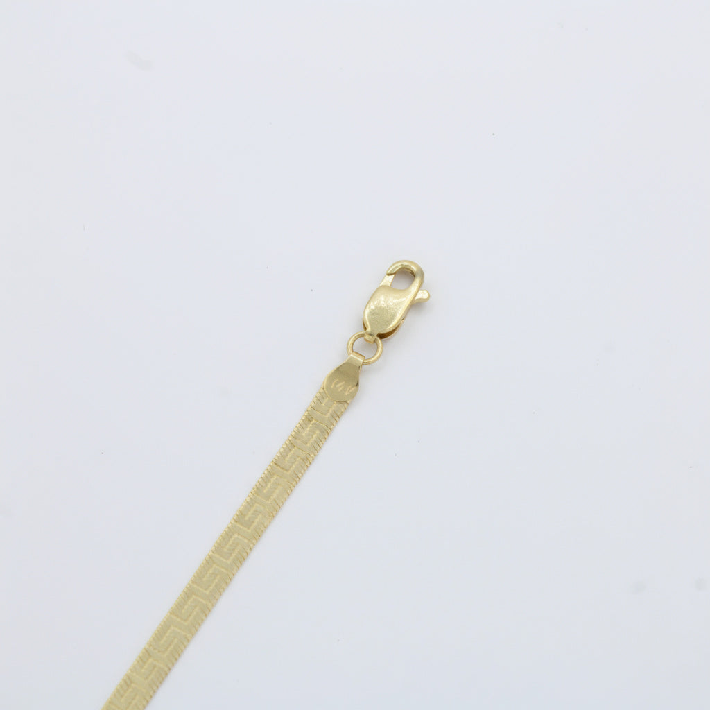 Pulsera de Oro 14k Diseño Panza de Vívora Fino con Grecas mod. 10024