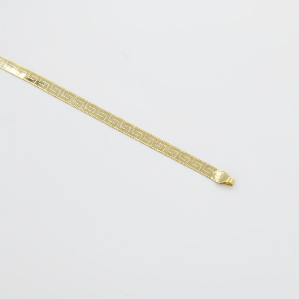 Pulsera de Oro 14k Diseño Panza de Vívora Fino con Grecas mod. 10024