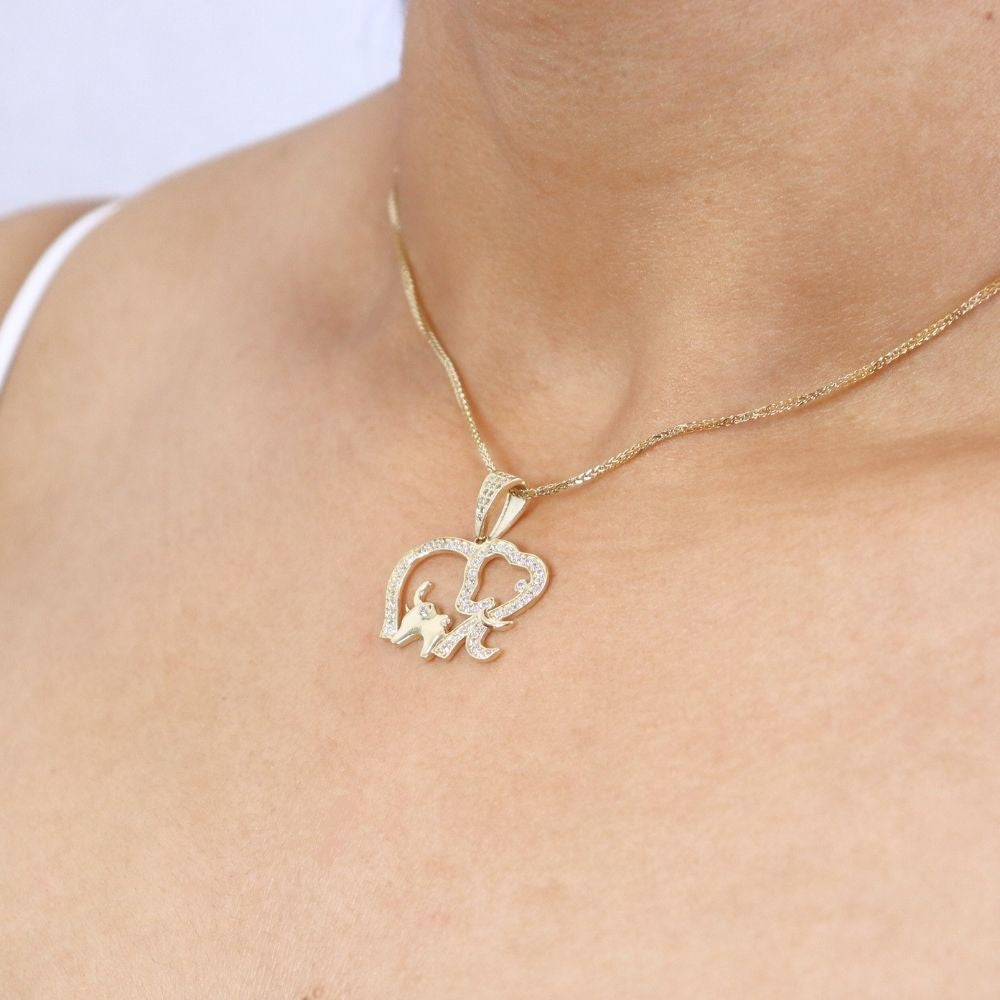 Dije de Oro 14k Elefante con Incrustación de Zirconias mod. 4649