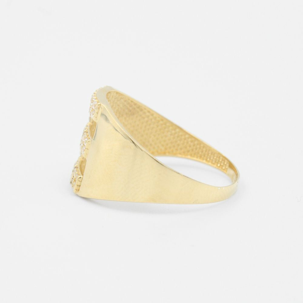 Anillo de Oro 14k con Letra E Incrustada con Zirconias mod. 8807