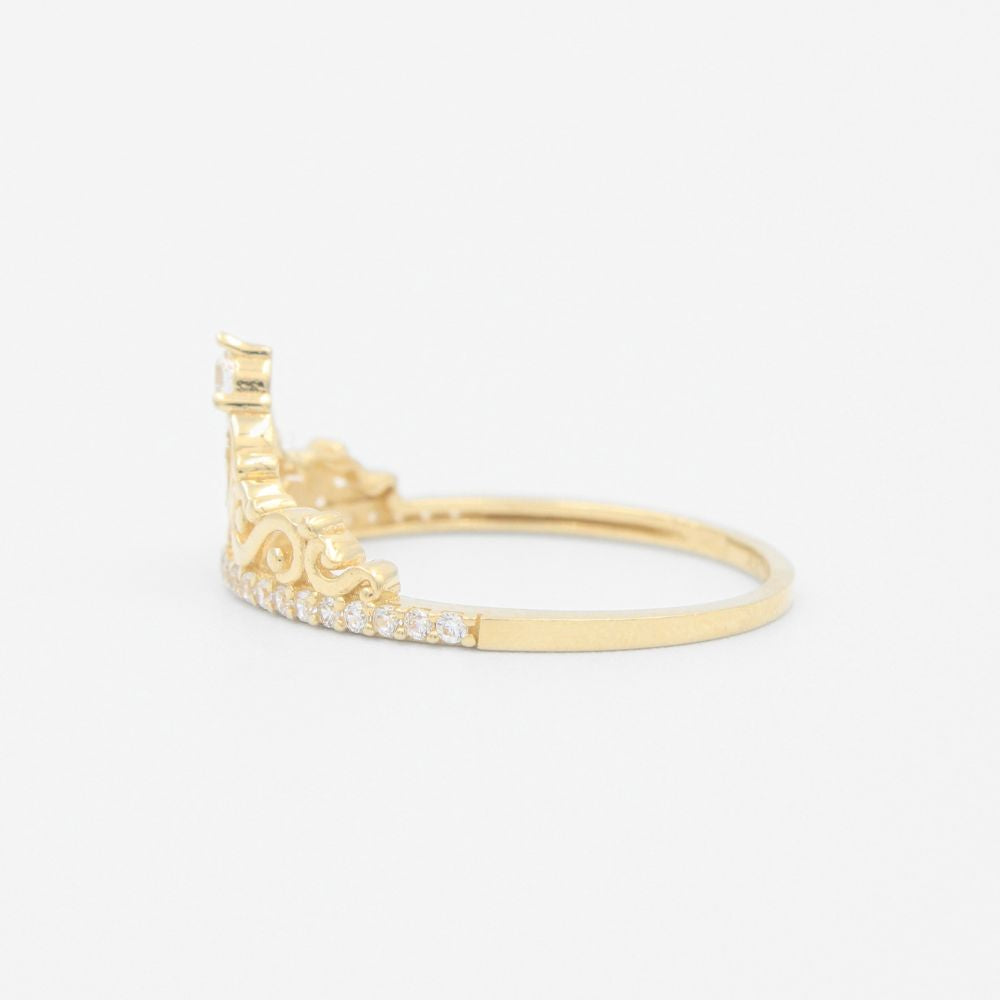Anillo XV Años de Oro 14k con Diseño de Croazón Incrutado de Zirconias mod. 9552