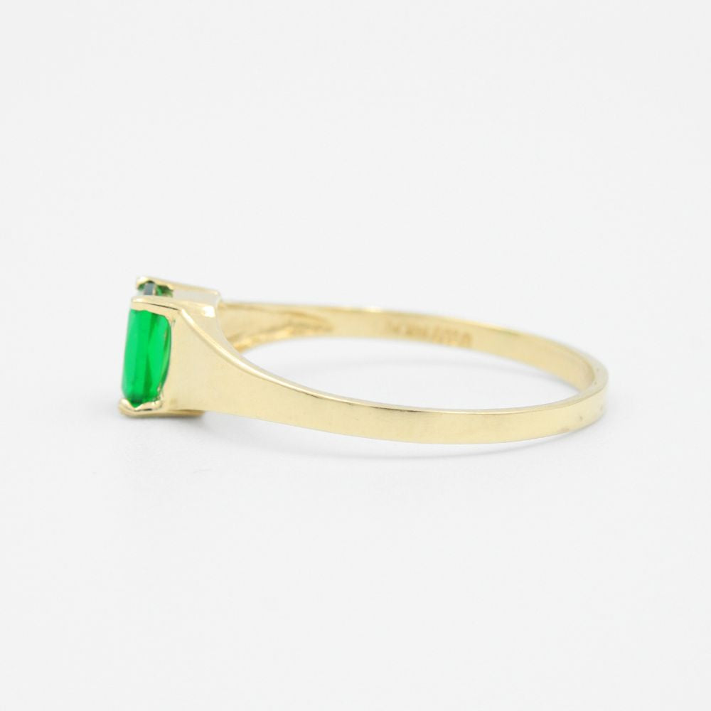 Anillo de Oro 14k con Zirconia Color Verde Esmeralda mod. 9184