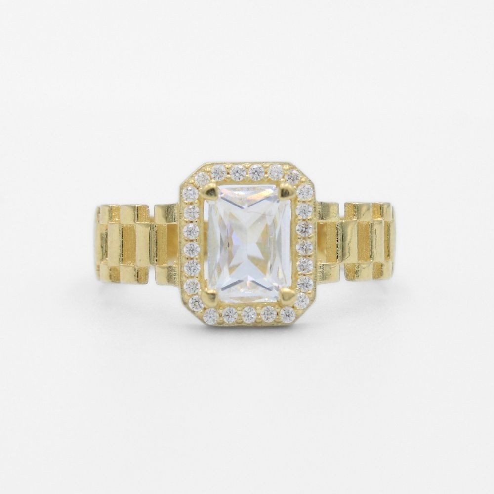 Anillo de Oro 14k Diseño Especial con Zirconias de Corte Fino mod. 9729