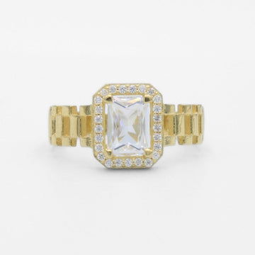 Anillo de Oro 14k Diseño Especial con Zirconias de Corte Fino mod. 9729