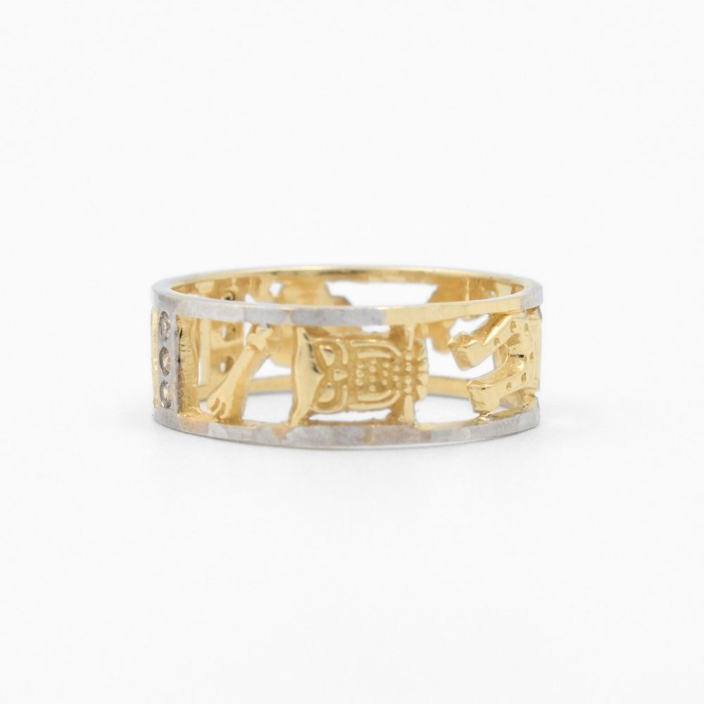 Anillo de Oro 14k Diseño de la Suerte de Estilo Bicolor con Zirconias Finas mod. 8630