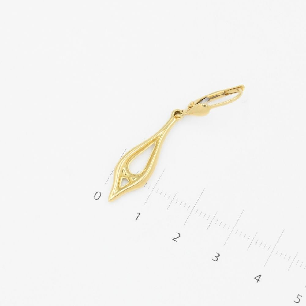 Arete Largo de Oro 14k en Diseño Inflado Hueco de Estilo Brillante mod. 5277
