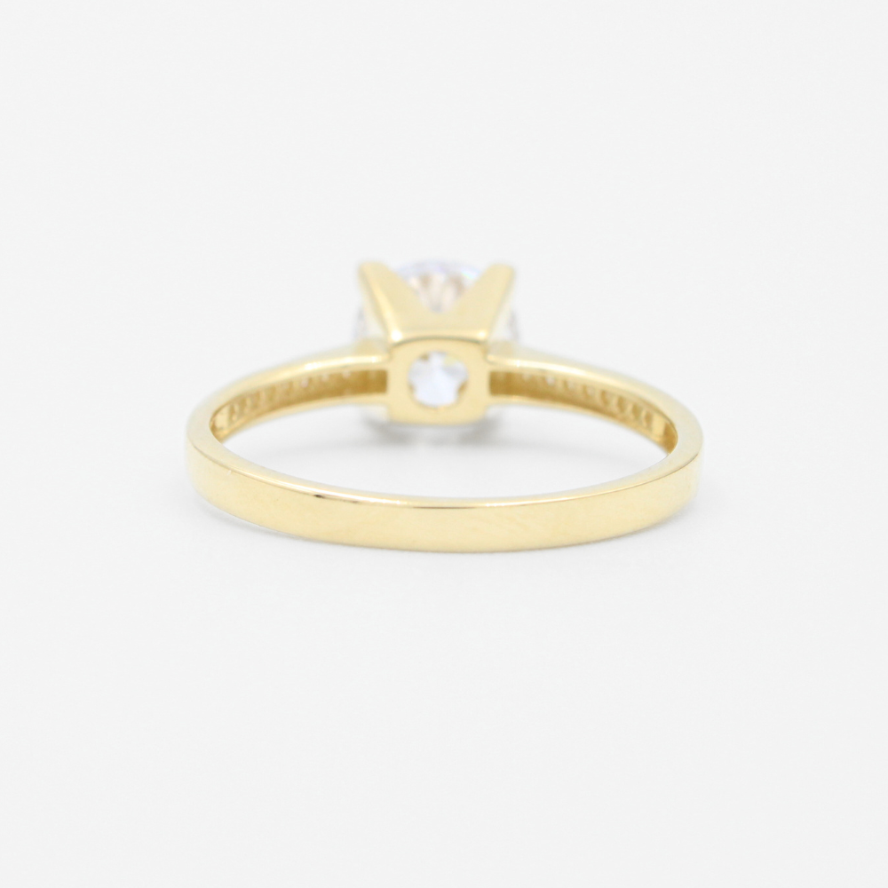 Anillo de Compromiso en Oro 14k Incrustado con Zirconias y Centro de Zirconia en Corte Brillante mod. 9418