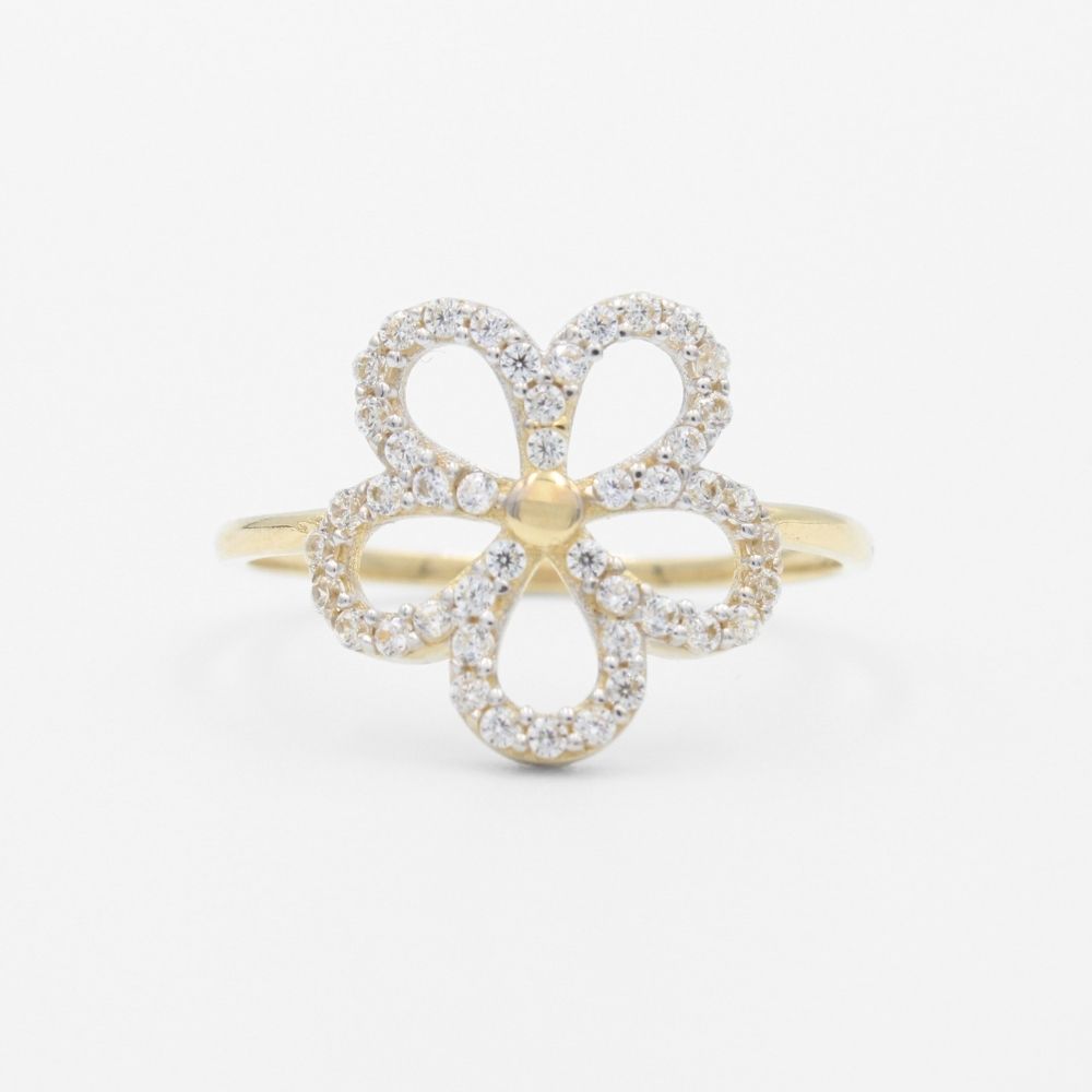 Anillo de Oro 14k Margarita de Zirconias Finas mod. 9584