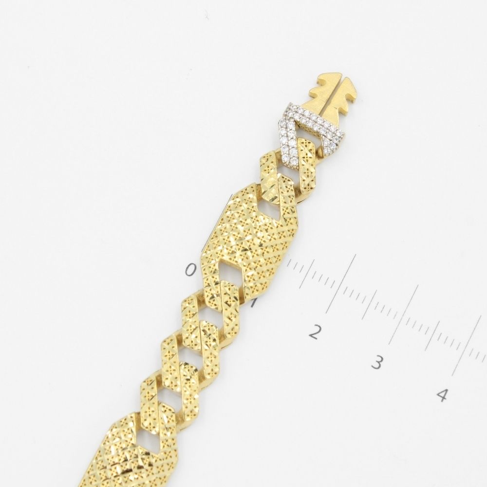 Pulsera Mónaco Chain 14k Modelo Classic Flex Shade Hueco con Broche Pavé mod. 8885
