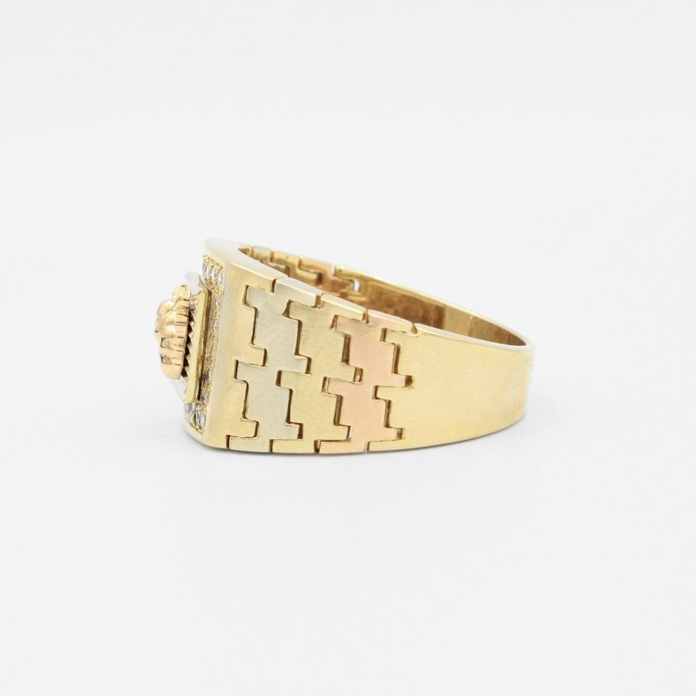 Anillo de Caballo Brillante en Oro Florentino con Zirconias y Diamantado mod. 6001