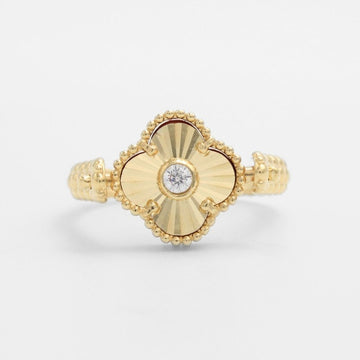 Anillo de Oro 14k Trébol Especial Giratorio con Jaspe y Zirconia mod. 9664