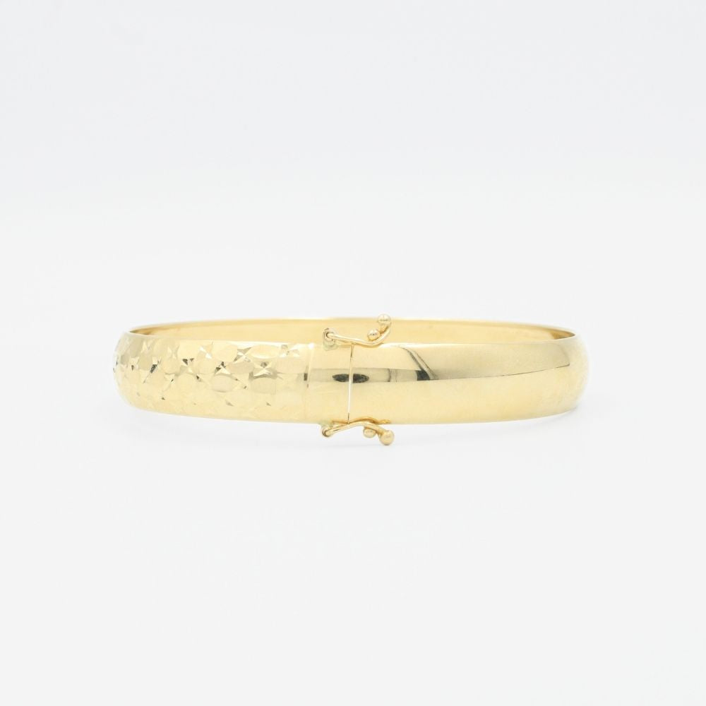 Aro de Oro 14k Hueco con Diseño Diamantado Especial mod. 8988