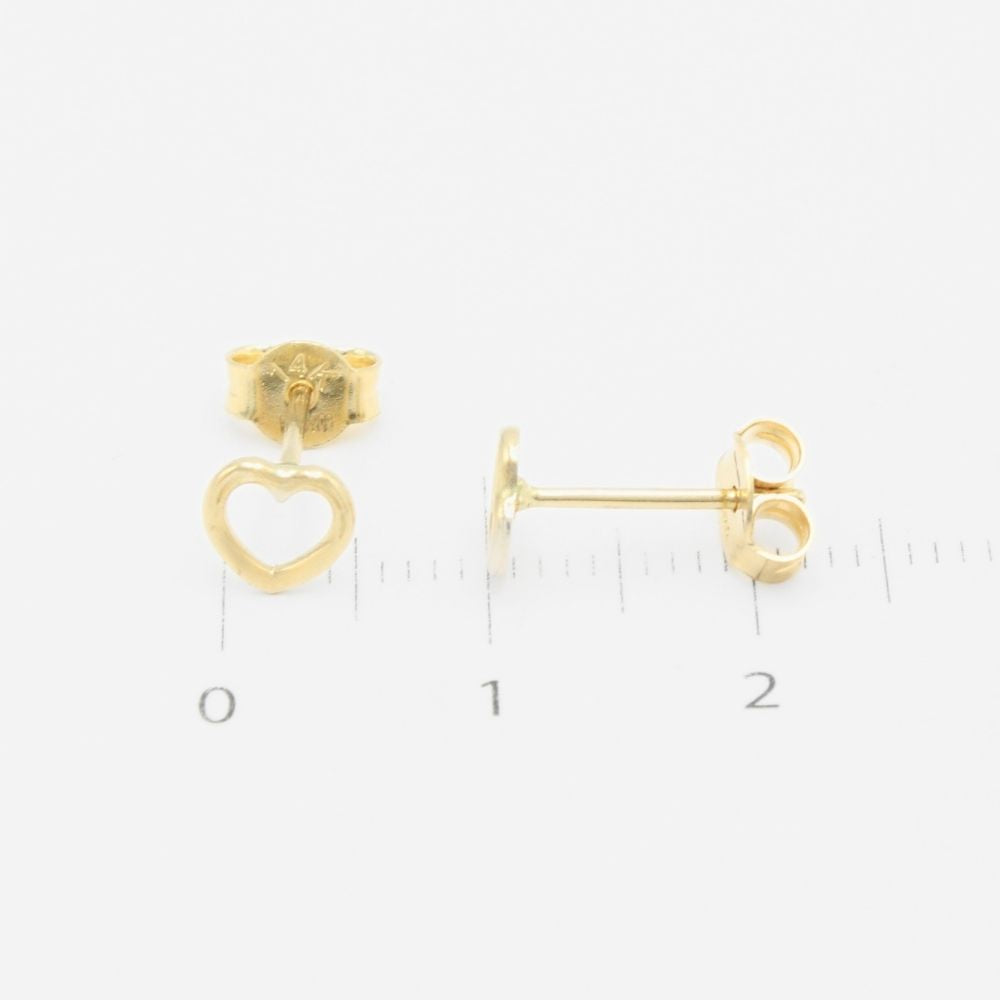 Arete de Oro 14k Corazón Chico Liso mod. 9353