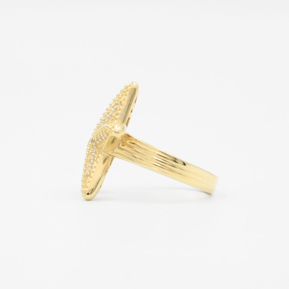 Anillo de Oro 14k Diseño Especial de Estrella de Mar con Zirconias Finas mod. 1164