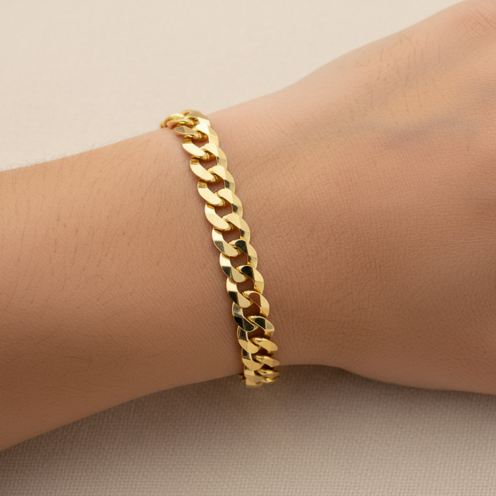 Pulsera de Eslabón en Tejido Barbado Fino de Estilo Brillante y Sólido mod. 10026