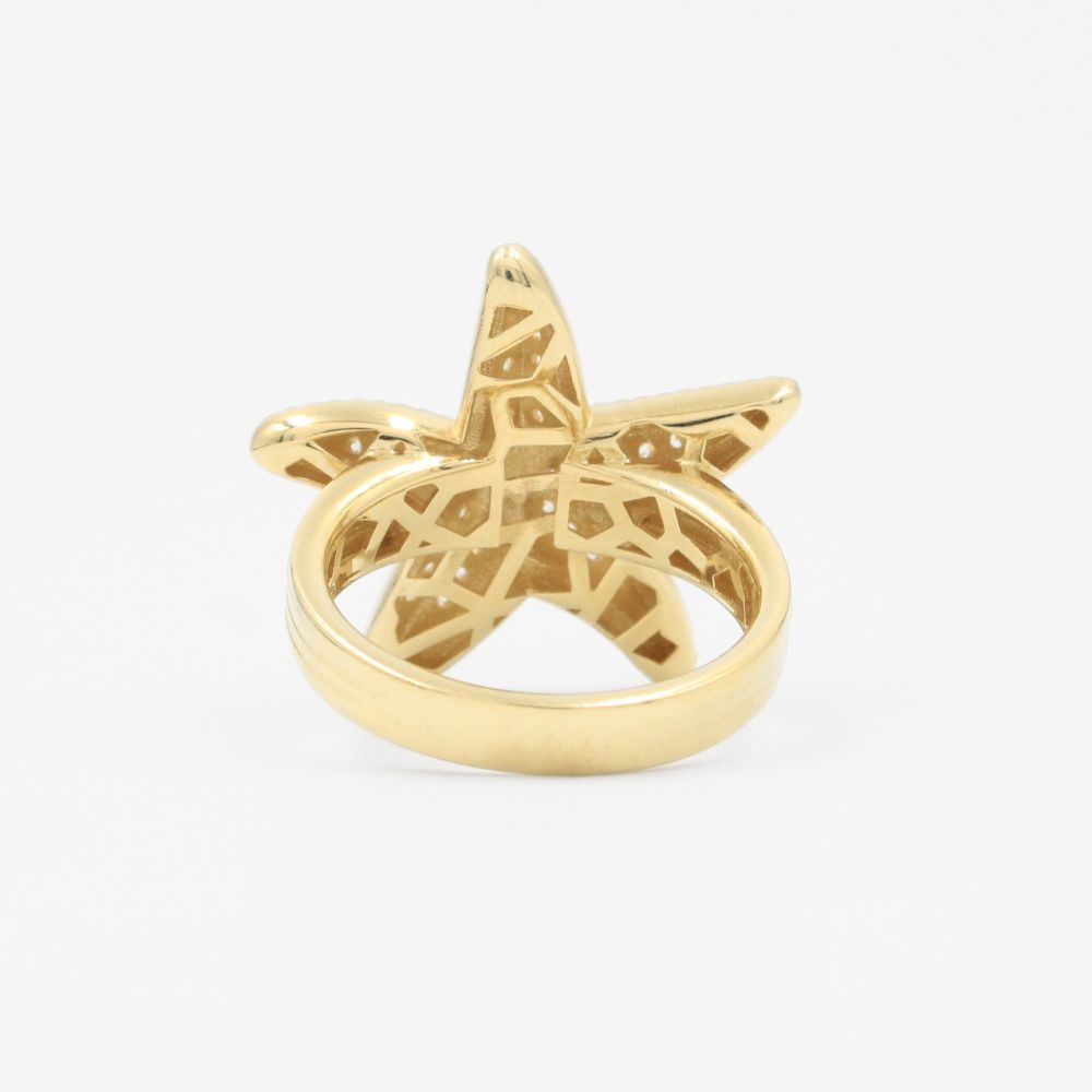 Anillo de Oro 14k Diseño Especial de Estrella de Mar con Zirconias Finas mod. 1164