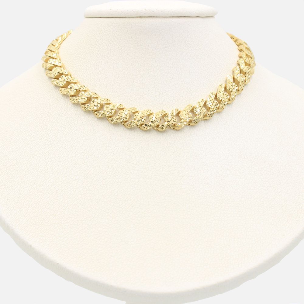 Cadena Monaco Chain 14k Modelo Classic Flex Hueco con Broche Pavé mod.9022