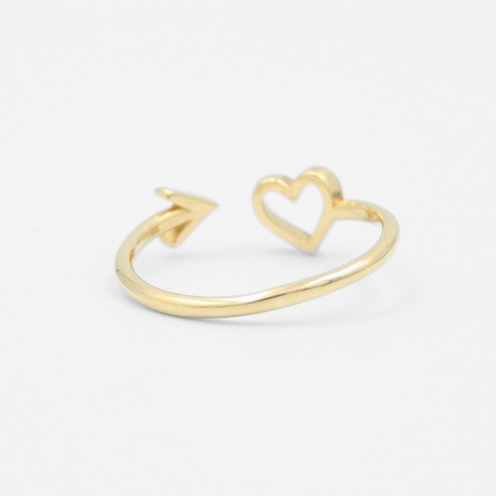 Anillo de Oro 14k con Flecha y Corazón en Diseño Abierto mod. 8356