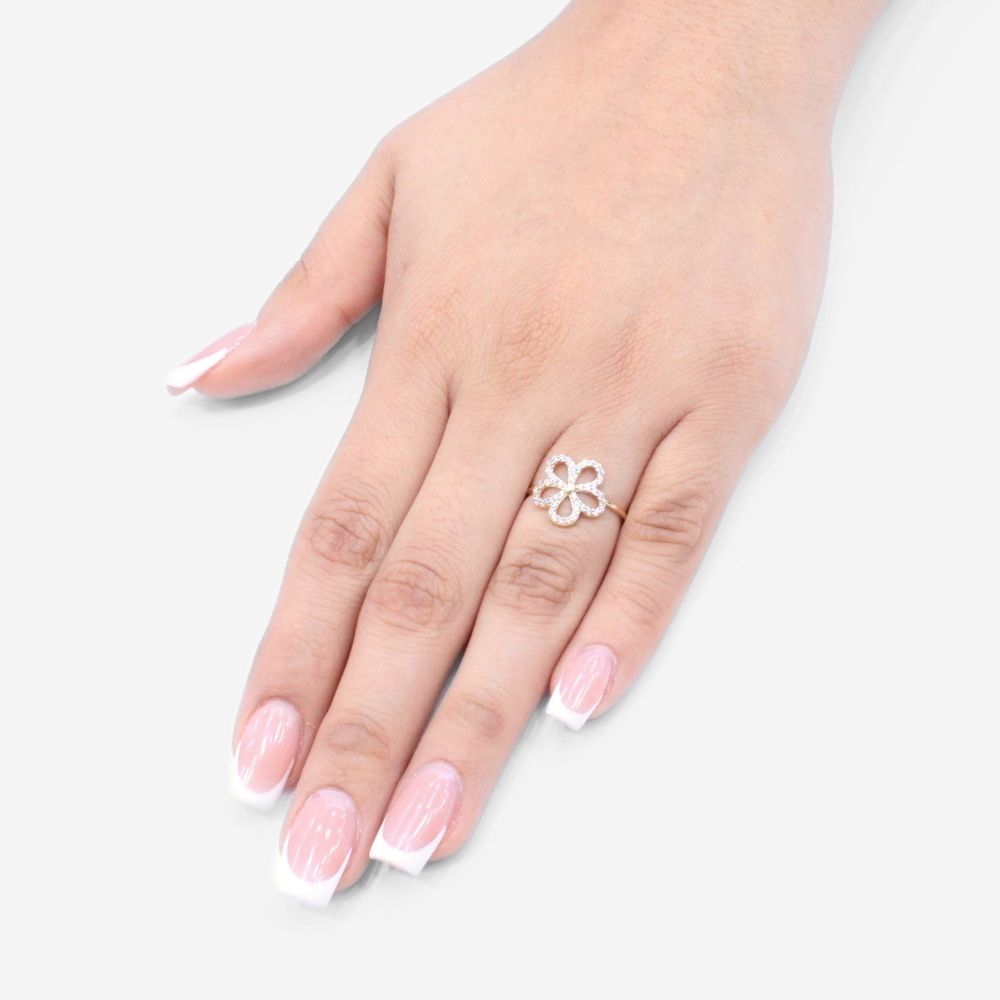 Anillo de Oro 14k Margarita de Zirconias Finas mod. 9584