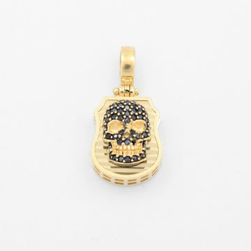 Dije de Oro 14k Diseño de Calavera con Incrutación de Zirconias en Color Negro mod. 9433