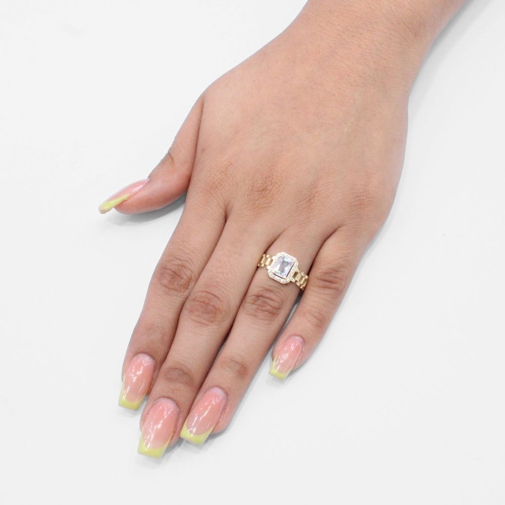 Anillo de Oro 14k Diseño Especial con Zirconias de Corte Fino mod. 9729