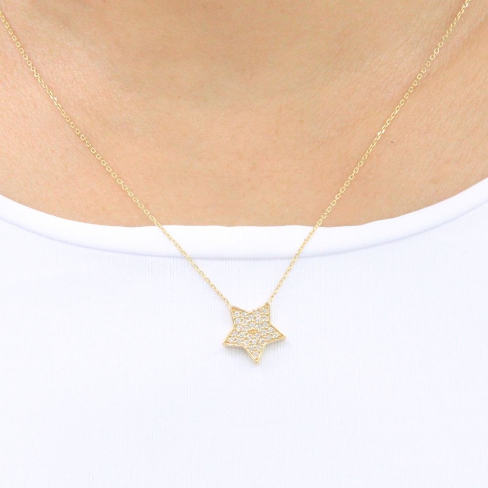 Gargantilla de Oro 14k con Estrella Incrustada con Zirconias Brillantes mod. 9631