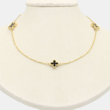 Gargantilla de Oro 14k con Tréboles de Ónix con Bisel de Esferas mod. 7777